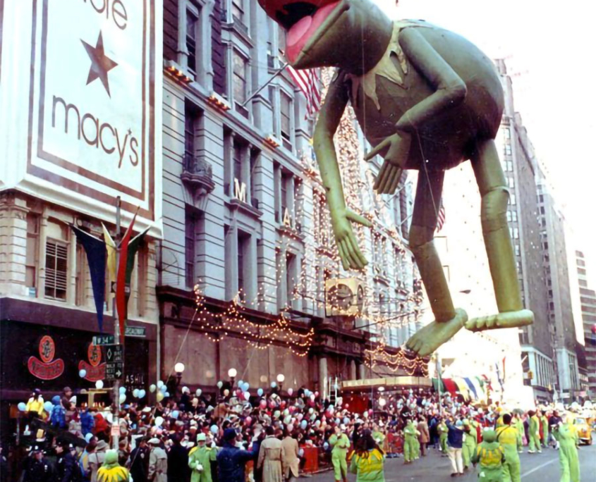 1977 - It isn't easy being green, especially when you are 56 feet tall!! Kermit flew from 1977-1983.