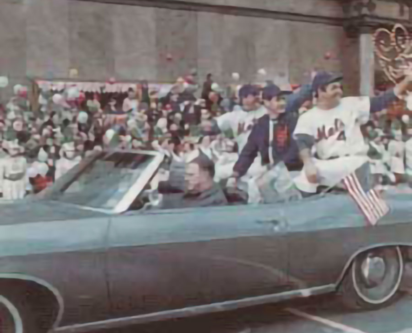 1969 - The Miracle Mets of 69 with Tug McGraw, Ron Taylor and Ron Swoboda. The Mets win their first world championship and Macy's starts a longtime tradition of honoring champion New York teams